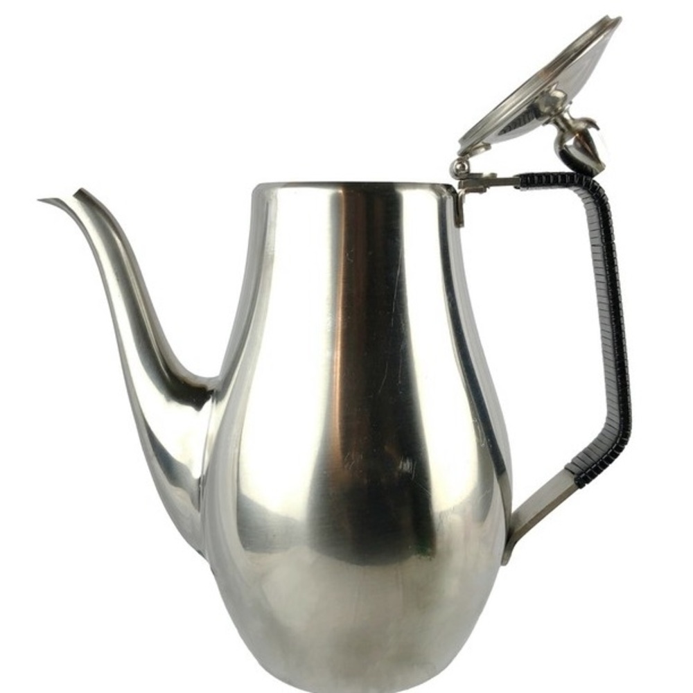 Reed & Barton 18/8 Stainless Steel hinged lid mid century modern Teapot/Carafe